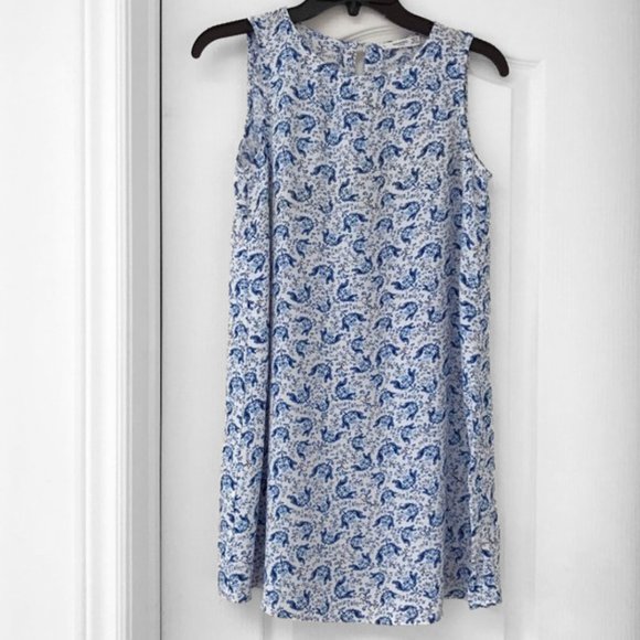 🛍 2 for $25! 🛍 Mango - Casual Blue and White Print Dress - Picture 1 of 7